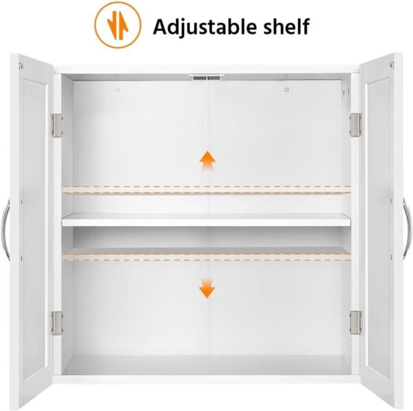 Yaheetech Bathroom Wall Cabinet, Kitchen Storage Cupboard Cabinet with 2 Doors, Wall Mount Storage Cabinet for Bathroom, Kitchen, Living Room, White