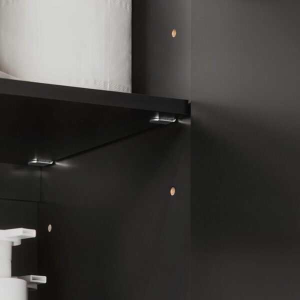 SoBuy Wall Cabinet Laundry Room, Medicine Cabinet for Bathroom Kitchen Garage, 3 Doors Wall Storage Cabinet with Adjustable Shelf, Black FRG231-L-SCH