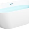 FerdY Bali 55" Acrylic Freestanding Bathtub, Gracefully Shaped Freestanding Soaking Bathtub, Glossy White cUPC Certified, Toe-Tap Chrome Drain and Classic Slotted Overflow Included