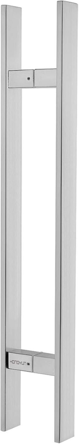 Door Pull Handles 24inch Square Solid Standoffs Heavy-Duty Commercial Grade-304 Stainless Steel Modern Commercial Interior Exterior Door Pull Push Two Side Glass Barn Door Handle Brushed Finish