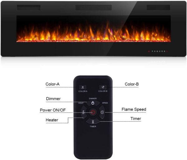 Antarctic Star 36 Inch Electric Fireplace in-Wall Recessed and Wall Mounted, Fireplace Heater and Linear Fireplace with Multicolor Flame, Timer, 750/1500W Control by Touch Panel & Remote