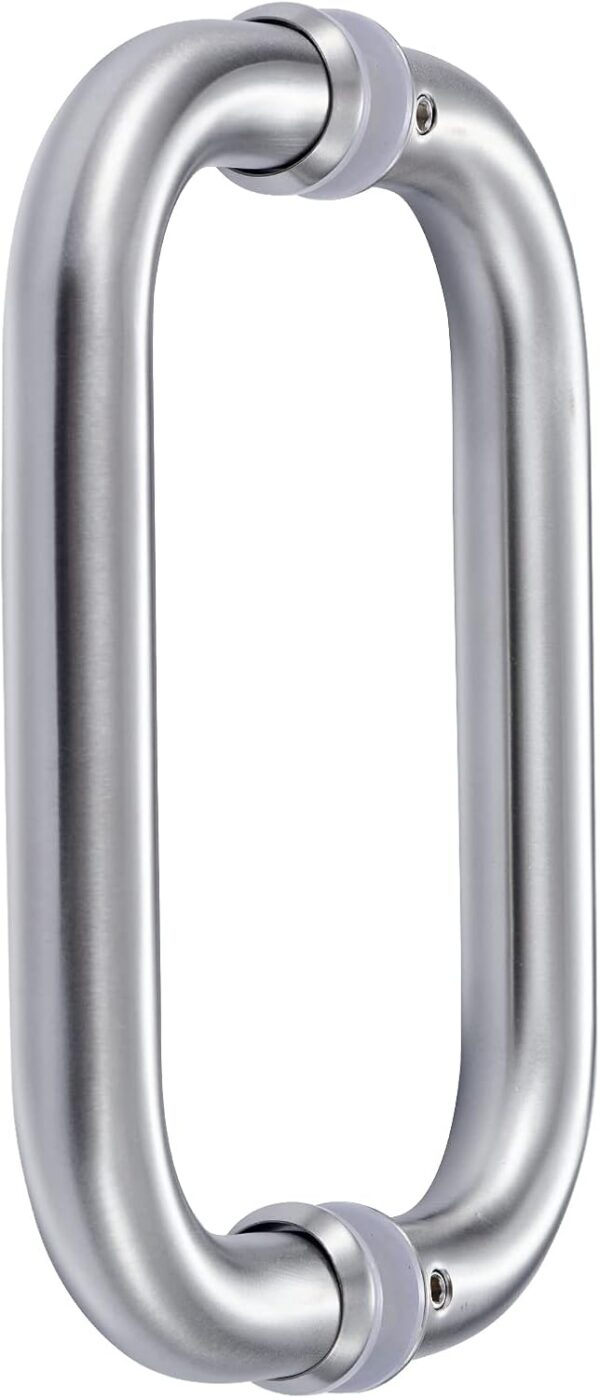 Ranbo C-Shaped 6" Back-to-Back Frameless Glass Shower Door Push Pull Handle, Fits 8-12mm(5/16"-1/2") Glass Doors,6" Mounting Hole Distance,304 Stainless Steel,Brushed,for Bathroom, Sauna, Spa