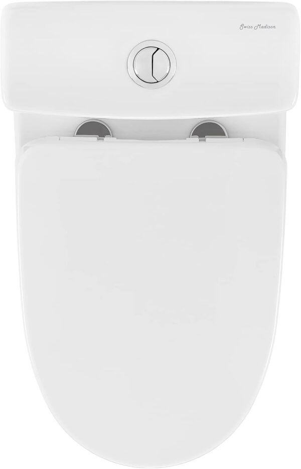 Swiss Madison SM-1T257 Sublime II Compact 24" Length One Piece Toilet Dual Flush 1.1/1.6 GPF with Side Holes, Glossy White