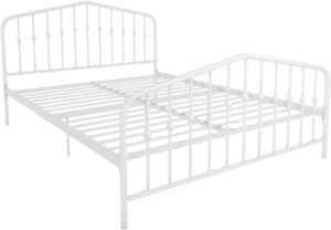 Novogratz Bushwick Metal Bed, Modern Design, Queen Size - Off White