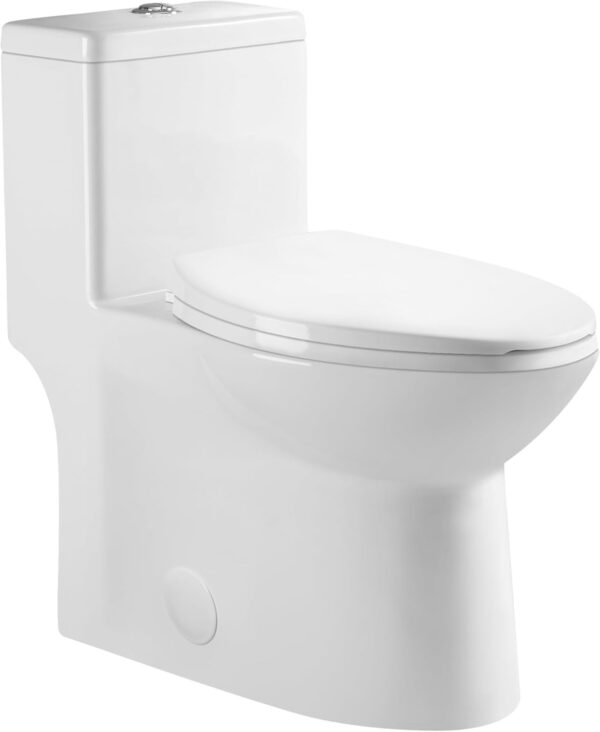 DeerValley Symmetry One Piece Toilet, Dual Flush 1.1/1.6 GPF Elongated Standard Toilet for Bathroom, Toilets with Comfortable Seat Height (Seat Included) (White)