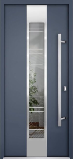 VDOMDOORS Front Exterior Prehung Clear Glass Steel Door 36 x 80 inches Le feet-Hand Inswing/Deux 5755 Gray Graphite/Lite Inserts Single Modern Painted