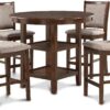 New Classic Furniture Amy 5-Piece Counter Dining Table Set, Cherry Brown