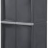 Sterilite Storage Cabinet, Plastic Closet Organizer, 4 Adjustable Shelves, Gray