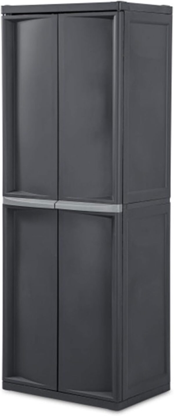 Sterilite Storage Cabinet, Plastic Closet Organizer, 4 Adjustable Shelves, Gray