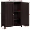 Yaheetech Bathroom Floor Cabinet, Modern Storage Freestanding Organizer Cabinet with Adjustable Shelves & Double Doors, 3-Tier Home Living Room Furniture, Espresso