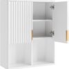 Besiter Fluted Bathroom Wall Cabinet Over The Toilet Storage, 23"x 29" Medicine Cabinet with Adjustable Shelf, Laundry Cabinet Wall Mounted and Kitchen Storage Cabinet(Glossy White)