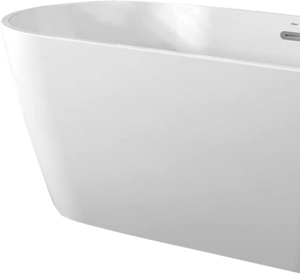 FerdY Bali 67" Acrylic Freestanding Bathtub, Gracefully Shaped Freestanding Soaking Bathtub, Toe-Tap Chrome Drain and Classic Slotted Overflow Included, Glossy White, cUPC Certified,