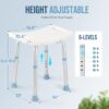 OasisSpace Shower Chair, Adjustable Bath Stool Chair for Inside Shower - Tool Free Anti-Slip Bench Bathtub Stool Seat with Durable Aluminum Legs for Elderly, Senior, Handicap & Disabled