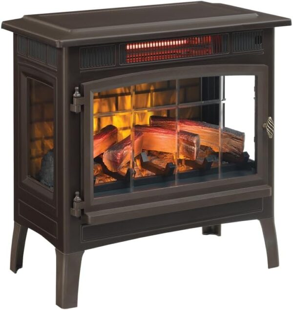 duraflame Freestanding Electric Fireplace Stove Heater with 3D Flame Effect for 1,000 Sq. Ft, Bronze