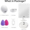 COSMIRROR Lighted Makeup Vanity Mirror with 10x Magnifying Mirror and Makeup Sponge, 21 LED Light Touch Sensor Dimming, 180 Rotating, Dual Power, Portable