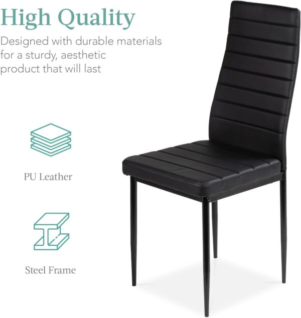 Best Choice Products 5-Piece Glass Dining Set, Modern Kitchen Table Furniture for Dining Room, Dinette, Compact Space-Saving w/Glass Tabletop, 4 Upholstered PU Chairs, Metal Steel Frame - Black