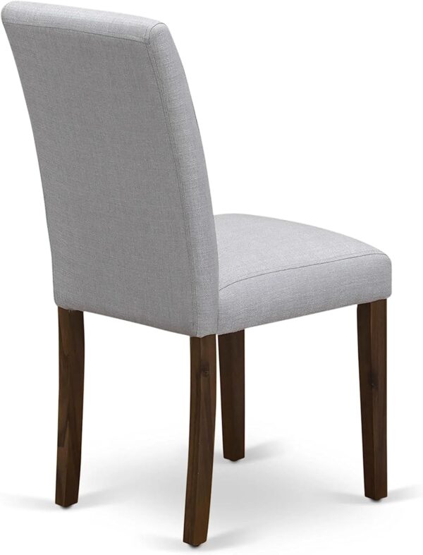 East West Furniture DLAB5-AWA-05 5 Piece Dining Set Contains a Round Dining Room Table with Dropleaf and 4 Upholstered Chairs, 42x42 Inch, Antique Walnut