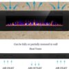 R.W.FLAME 60" Recessed and Wall Mounted Electric Fireplace, Low Noise, Fit for 2 x 6 Stud, Remote Control with Timer, Touch Screen, Adjustable Flame Color and Speed, 750-1500W