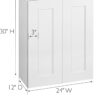 Brookings Shaker Unassembled Wall Kitchen Cabinet W2430, 24 W x 12 D x 30 H, Painted White, Solid Wood, Design House, 561720