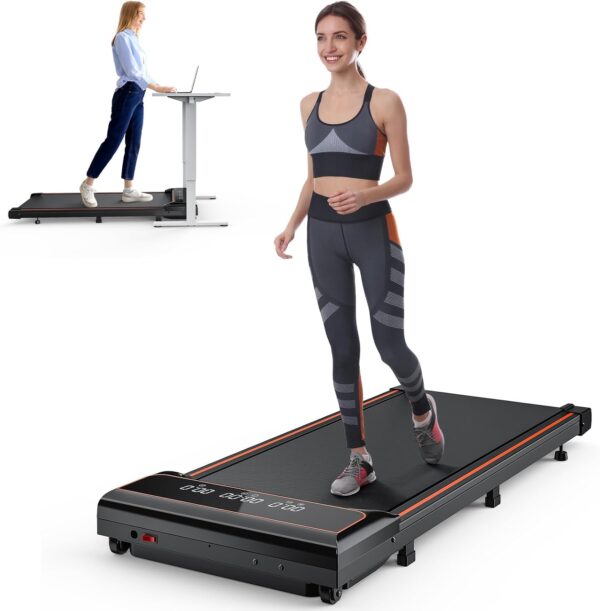 OLIXIS Compact Armless Treadmill for Small Spaces, Quiet Under-Desk Walking Pad, Slim & Portable Design for Home Office Workouts, Easy to Store, Ideal for Apartments and Work-from-Home Fitness