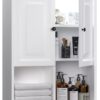 HAIOOU Bathroom Wall Cabinet with Motion Sensor LED Light, Wooden Medicine Cabinet Wall Mounted Cupboard, Over Toilet Storage Cabinet with Buffering Hinges and Adjustable Shelf - Modern White