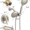 SR SUN RISE Shower System with Tub Spout Rain Shower Tub Set, High Pressure 35-Function Dual 2-in-1 Shower Combo Faucet with Valve, Patented 3-Way Water Diverter in Brushed Nickel (Valve Included)