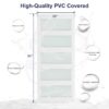 SmartStandard 38 x 84 inch Glass Barn Door with 6.6FT Brushed Nickel Sliding Hardware Kit & Handle, Pre-Drilled Ready to Assemble, Waterproof PVC Coating, White, 5-Panel Glass
