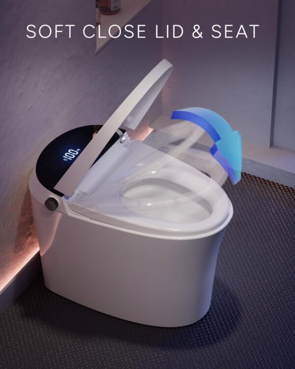 Smart Bidet Toilet, Smart Toilet with Bidet Built in, Pump-assisted Flush, Foot Sensor Operation, Warm Water, Heated Seat, Air Dryer, Digital Display (TC-100GE)
