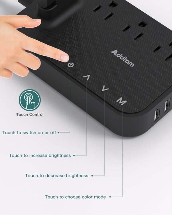 614cV0zGIDL._AC_SL1500_.jpg Addtam LED Desk Lamp, Power Strip with 3 Outlets 4 USB Charging Ports(2 USBC), 4 Modes 5 Level Brightness Touch Lamp, Small Desk Lamp for Home Office College Dorm Room Essentials