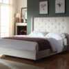 Home Life Premiere Classics Cloth Light Beige Cream Linen 51" Tall Headboard Platform Bed with Slats Full - Complete 5 Year Warranty Included-007