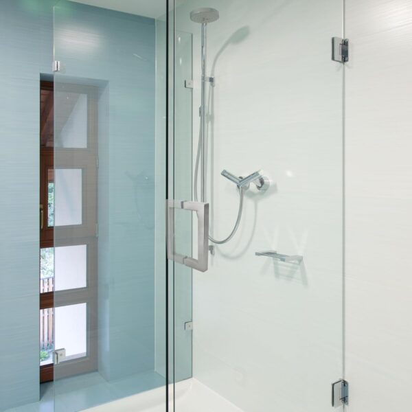 Shower Door Handle 6 inch Center-to-Center Square in Brushed Nickel Back to Back, for Frameless Glass Shower Door, Easy to Install, Stainless Steel, Modern Bathroom Hardware