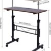 Standing Desk Adjustable Height, Mobile Stand Up Desk with Wheels Small Computer Desk Rolling Desk, Portable Laptop Desk Rustic Standing Table Sit Stand Home Office Desks 16"x31.5" Height 27"-43.5"