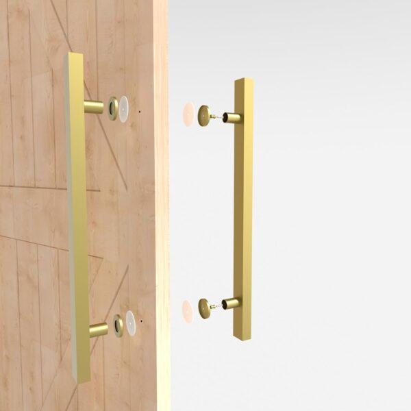 36 inch Stainless Steel Door Handle Double Sided, Pull Push Sliding Barn Door Handle, Commercial H Shape Glass Shower Door Pull Handles, Brushed Gold