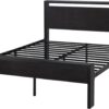 SHA CERLIN 14 Inch Full Size Metal Platform Bed Frame with Wooden Headboard and Footboard, Mattress Foundation, No Box Spring Needed, Large Under Bed Storage, Non-Slip Without Noise, Black Oak