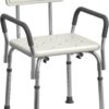 Medline Shower Chair Seat with Padded Armrests and Back | Heavy Duty Shower Chair for Bathtub | Slip Resistant Shower Seat with Adjustable Height | Shower Chair for Inside Shower with 350 lb Capacity