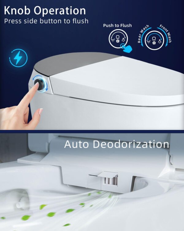 Smart Bidet Toilet, Smart Toilet with Bidet Built in, Pump-assisted Flush, Foot Sensor Operation, Warm Water, Heated Seat, Air Dryer, Digital Display (TC-100GE)