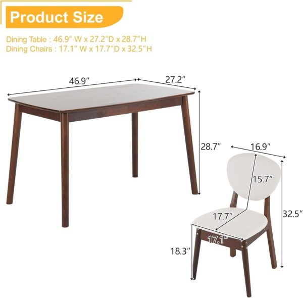 Karl home Modern 5-Piece Brown Wood Dining Table Set for 4, Compact Mid-Century Modern Table & Chair Set for Kitchen/Small Apartment/Dining Room, Padded Seats & Backrests
