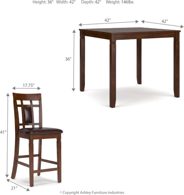 Signature Design by Ashley Bennox 5 Piece Counter Height Dining Set, Includes Table & 4 Barstools, Brown