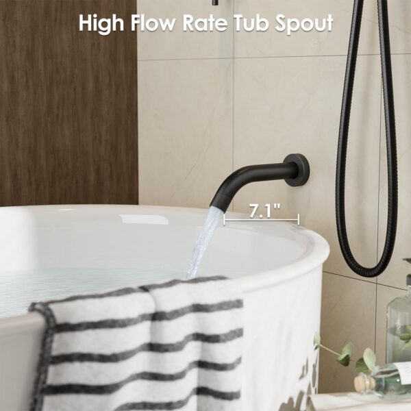 Gabrylly Black Shower System with Tub Spout, Bathtub Shower Faucets Set with 3-Way Shower Valve, High Pressure 10" Rain Shower head with Handheld Spray Combo, Wall Mounted Tub Shower Kit, Matte Black