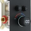 Solid Brass Shower Mixer Valve, Concealed 2 Way Outlet LED Digital Display Diverter Valve, Can Use All Options at A Time Black