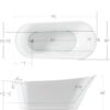 FerdY Langkawi 59" Acrylic Freestanding Bathtub, White Modern Stand Alone Soaking Bathtub, cUPC Certified, Brushed Nickel Drain and Minimalist Linear Design Overflow Included, Easy to Install, 02568T