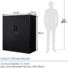 Yizosh Metal Garage Storage Cabinet with 2 Doors and 2 Adjustable Shelves - 35.5" Steel Lockable File Locking Counter Cabinet for Home Office,Gym,School（Black）
