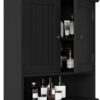 Smuxee Black Bathroom Cabinet Wall Mounted, Small Bathroom Medicine Cabinet with 2 Door Adjustable Shelves, Bathroom Wall Cabinet Over Toilet for Laundry Room Kitchen