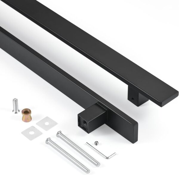 Ranbo 48 Inch Commercial Grade-304 Stainless Steel Modern Contemporary Entry Door Handle Bar Ladder Pull Shower Glass Sliding Barn Door Interior Exterior Door Pull Push, Matte Black