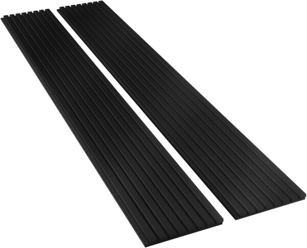 Sunny Heart Wood Slat Wall Panels, Wood Panels for Wall, 2 Pack 93.5" x 12.6" Soundproof Solid Wooden Wall Panels, 3D Acoustic Fluted Wood Wall Panels for Ceiling Wall Decor, Black
