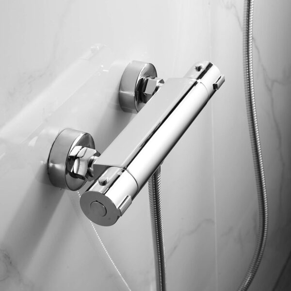 2-Handle Thermostatic Shower Valve Trim Wall mount US STANDARD Plumbing, Exposed Shower Faucet with Constant Temperature water mixer for Bathroom, RV, Clawfoot Tub