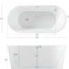 FerdY Luzon 67" Acrylic Freestanding Bathtub, Ergonomic Lightweight Classic Oval Soaking Bathtub with Chrome Drain, Classic Slotted Overflow, Modern White
