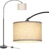 Arc Floor Lamps for Living Room, Modern Standing Lamp with Adjustable Hanging Drum Shade, Tall Pole Lamp with Foot Switch, Over Couch Arched Reading Light for Bedroom, Office (Black)