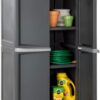 Sterilite Storage Cabinet, Plastic Closet Organizer, 4 Adjustable Shelves, Gray