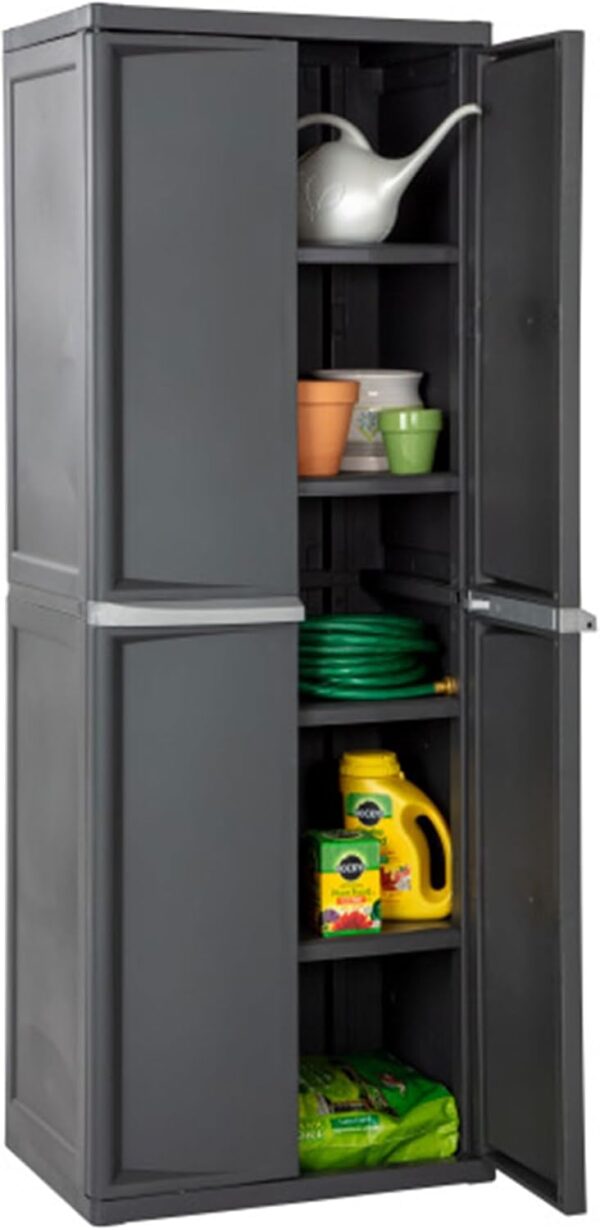 Sterilite Storage Cabinet, Plastic Closet Organizer, 4 Adjustable Shelves, Gray